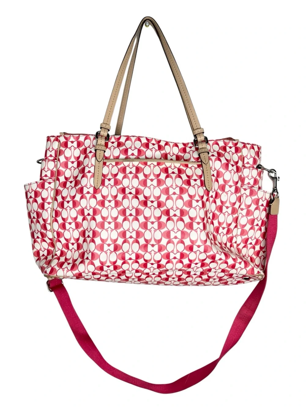 Rare Coach Peyton Dream C Signature Pink Diaper Bag Tote Crossbody Laptop Bag